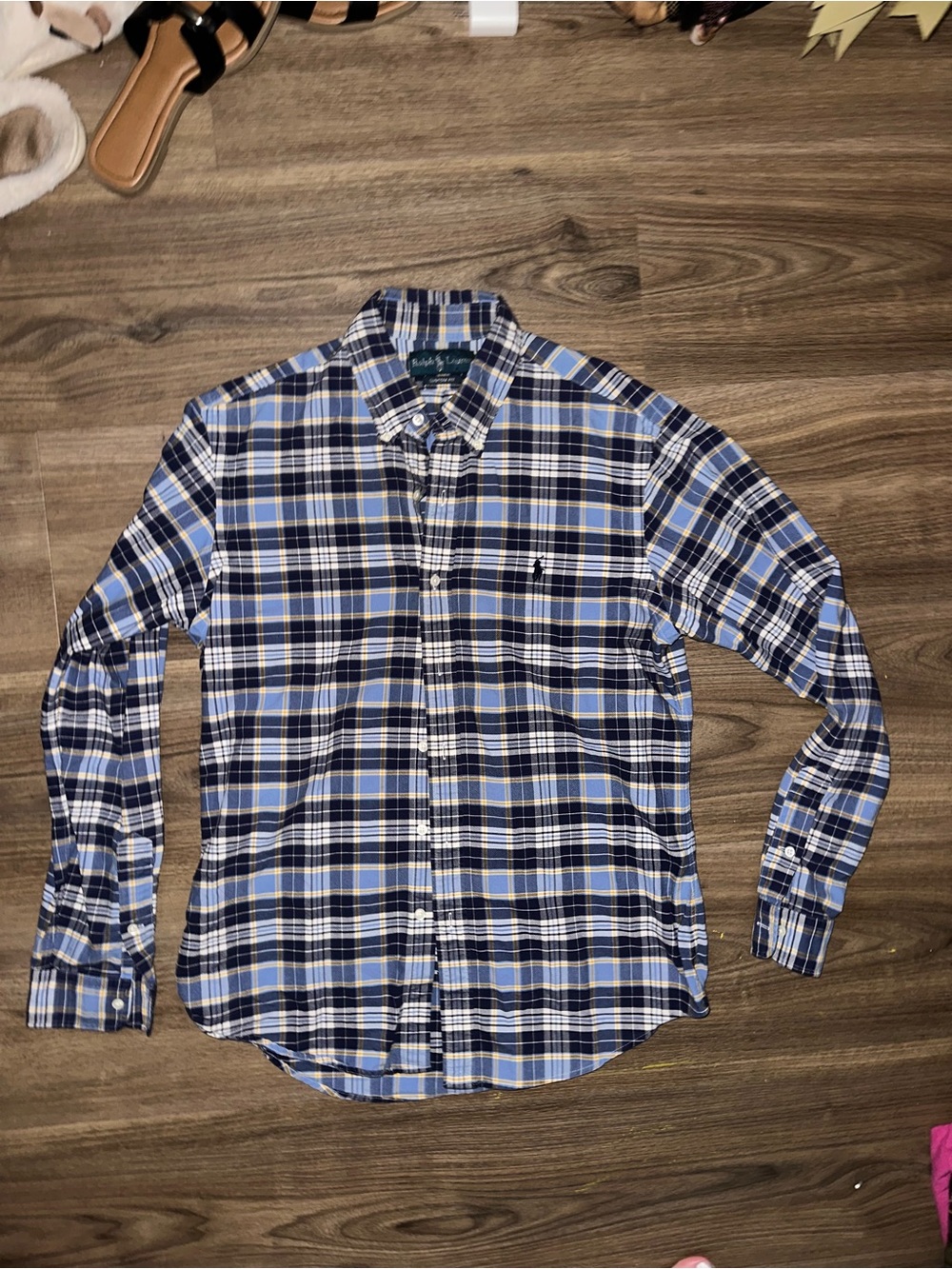 Ralph Lauren Navy and Light Blue Plaid Button-Down Shirt